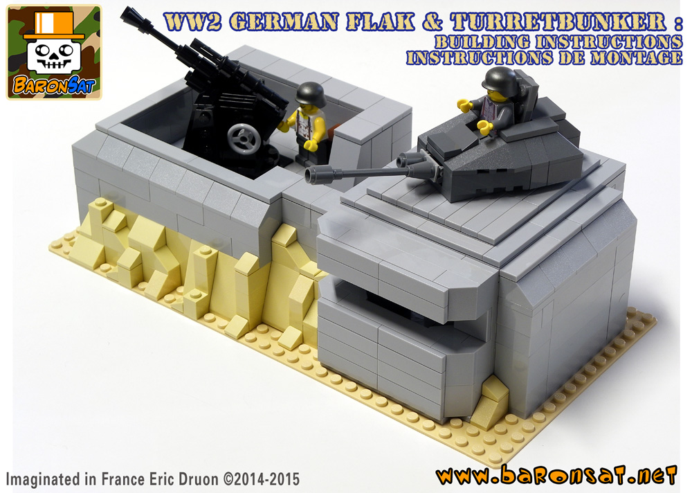 Lego moc WW2 German Flak & Turret Bunker building instructions custom model BaronSat